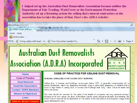 Australian Dust Removalists Association Inc. website, slide 28