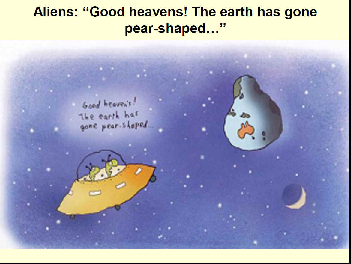 Good Heavens! The Earth Has Gone Pear Shaped - Leunig cartoon