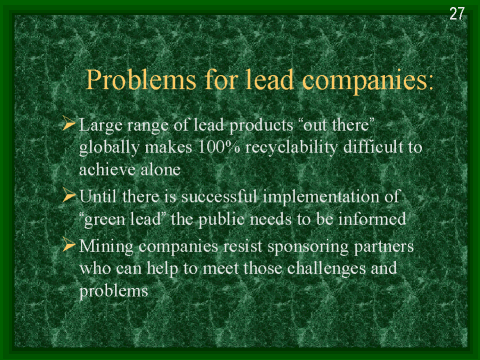 Problems for lead companies - slide 27
