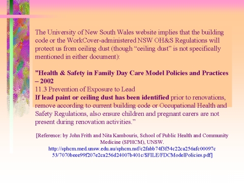 Health & Safety in Family Day Care Model Policies and Practices  2002, slide 35